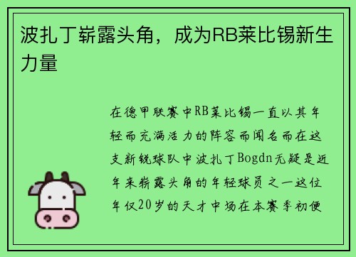 波扎丁崭露头角，成为RB莱比锡新生力量